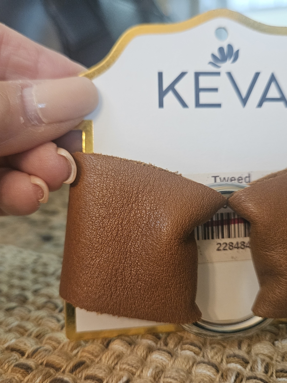 Brown Leather Bow Tie Keychain